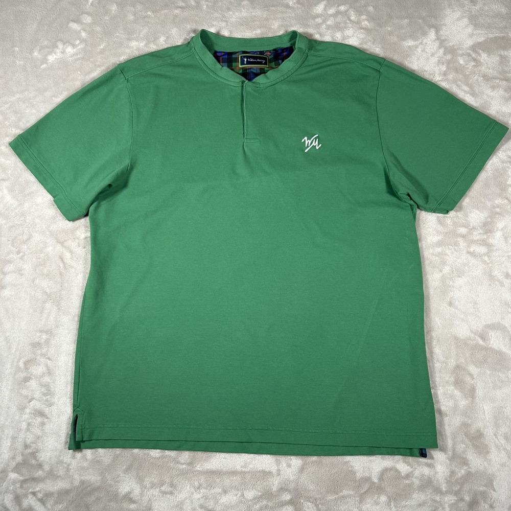 William Murray Tempo Band Pique Polo Shirt Mens XL Green Golf Snap Stretch G1327